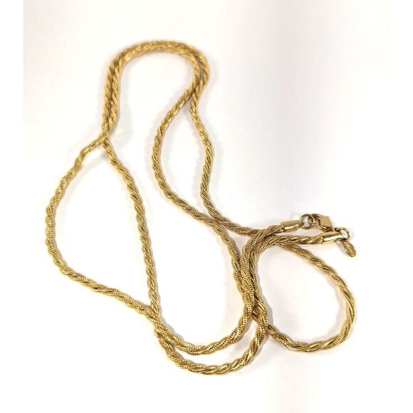 Rope Gold Tone Necklace Signed Monet - Picture 15 of 16